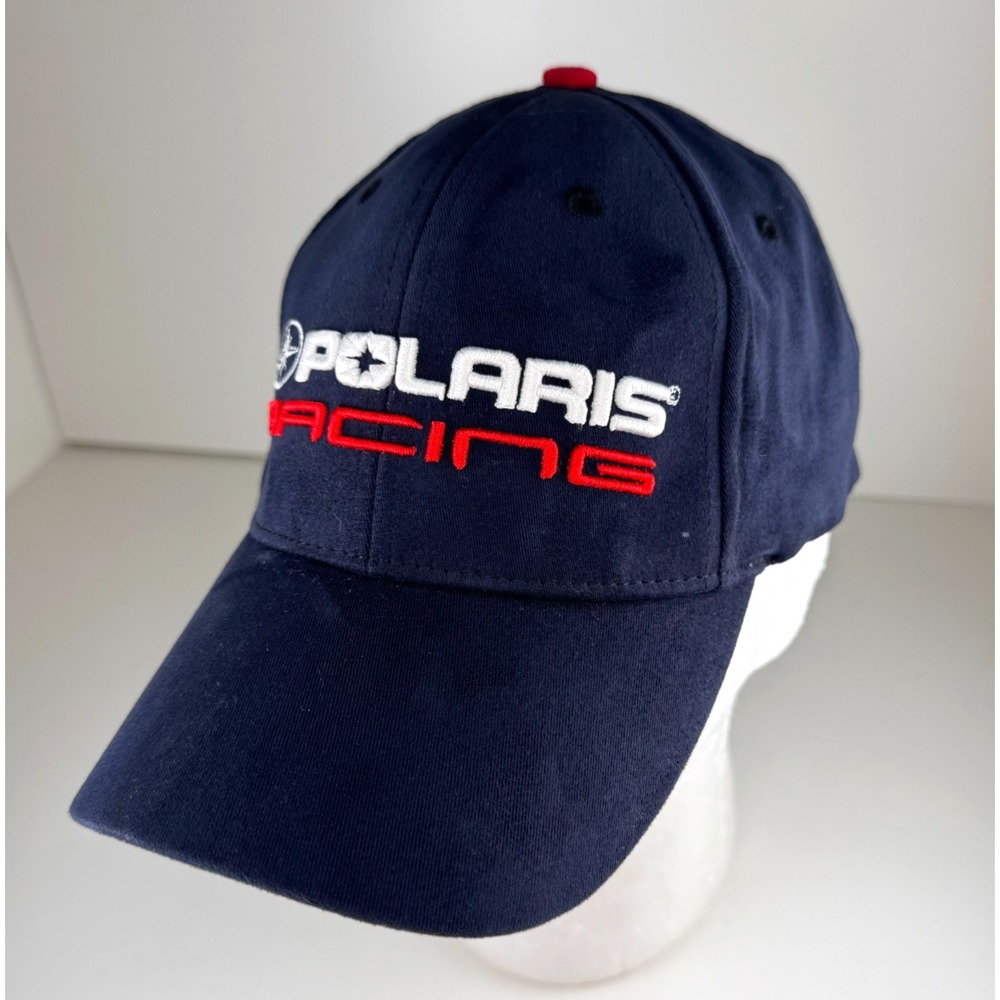 Pure Polaris 440 IQ Snow Cross Racing Hat Size Large L/XL Dark Blue Fitted Y2K